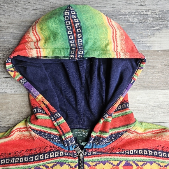 LRL Lauren Jeans Sarape Aztec Southwest Women's Full Zip Hoodie Petite Medium - Picture 2 of 12